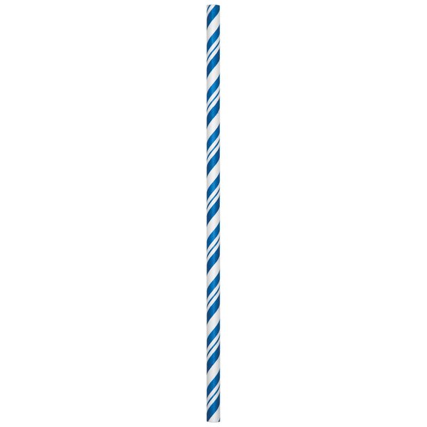 Creative Converting Cobalt Blue Striped Paper Straws, 7.75", 144PK 324492